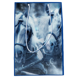 LOvely Horse Team Winter Driving Foto Weihnachten Mittlere Geschenktüte