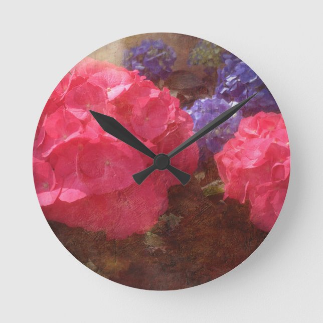 Lovely Hydrangea Runde Wanduhr (Vorderseite)