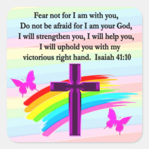 LOVELY ISAIAH 41:10 BIBLE VERSE DESIGN QUADRATISCHER AUFKLEBER