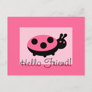 Lovely Ladybug "Hello Friend" Postcard Postkarte