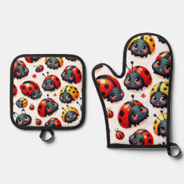 Lovely Ladybugs Ofenhandschuh & Topflappen-Set