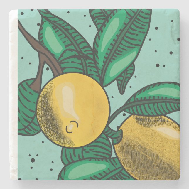 Lovely Lemons Oven Mitt and Pot Holders Steinuntersetzer (Vorderseite)