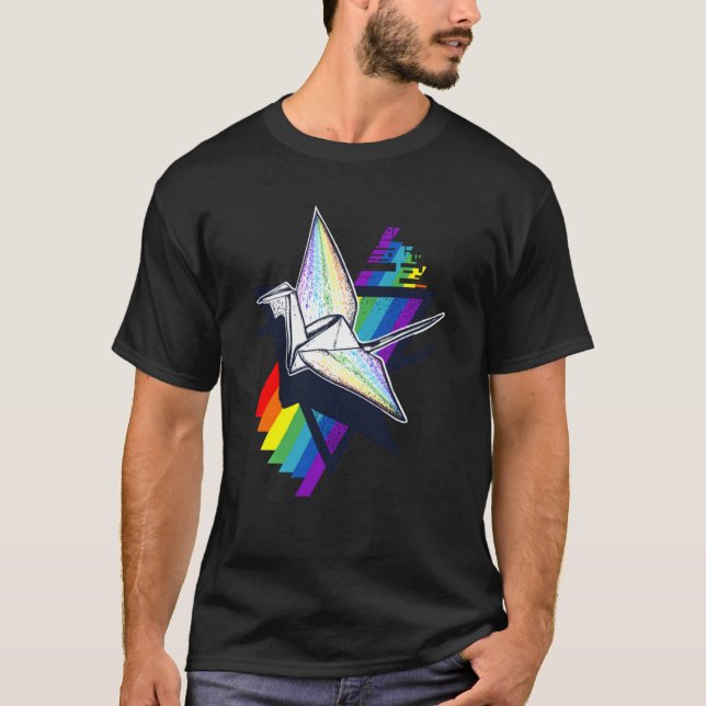 Lovely LGBT Flag Paper Cranes Origami Rainbow Prid T-Shirt (Vorderseite)