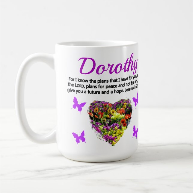 LOVELY LILA FLORAL PERSONALISIERT JEREMIAH 29:11 KAFFEETASSE (Links)