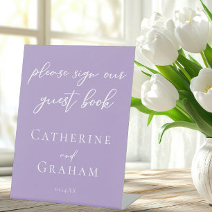 Lovely Lilac Lila Wedding Guest Book Sockelschild