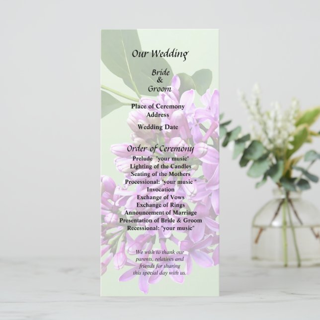 Lovely Lilacs Programm (Stehend Vorderseite)