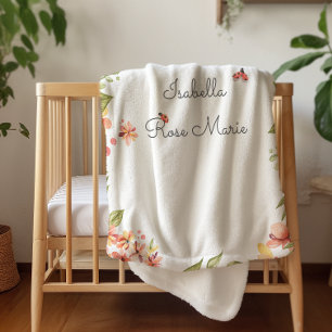 Lovely Little Ladybug   Monogram Sherpa Blanket Sherpadecke