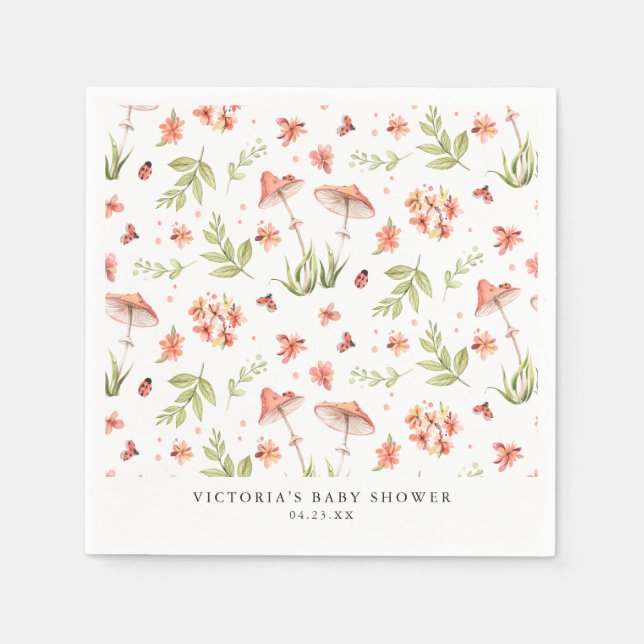 Lovely Little Ladybugs | Spring Floral Baby Dusche Serviette (Vorderseite)