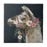 Lovely Llama Fliese<br><div class="desc">Llama II von Victoria Borges. Verfügt über das Profil eines Lamas mit dekorativen Blume-Verzierungen.</div>