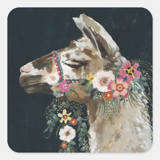 Lovely Llama Quadratischer Aufkleber (Vorderseite)