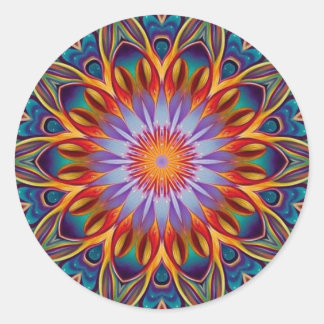 Lovely Lotus Mandala Runder Aufkleber