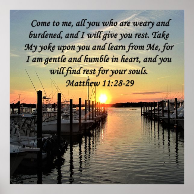 LOVELY MATTHEW 11:28 SONNENSTRECKE ÜBER DEM SEE-FO POSTER (Vorne)