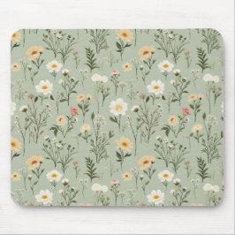 Lovely Meadow Flowers on Green Mousepad