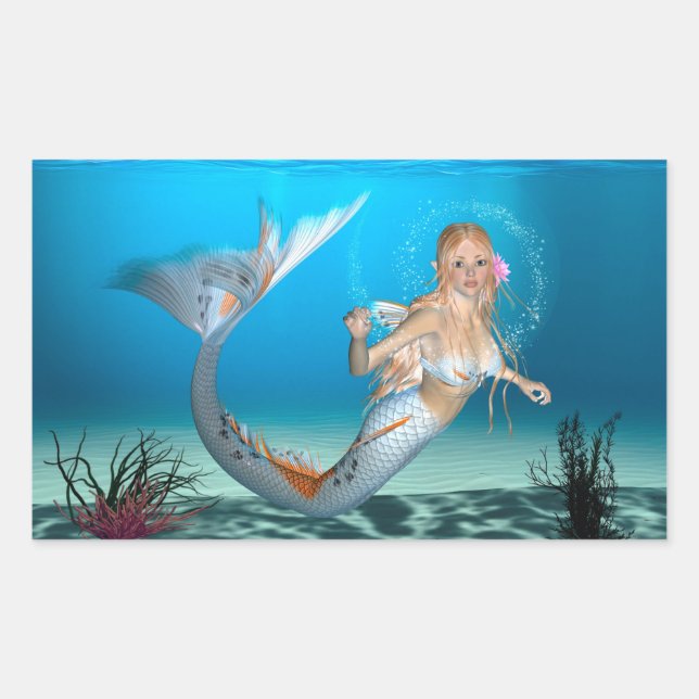 Lovely Mermaid Rechteckiger Aufkleber (Vorderseite)
