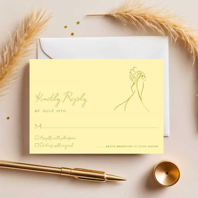 Lovely Modern Script Butter Yellow Wedding RSVP Karte (Von Creator hochgeladen)