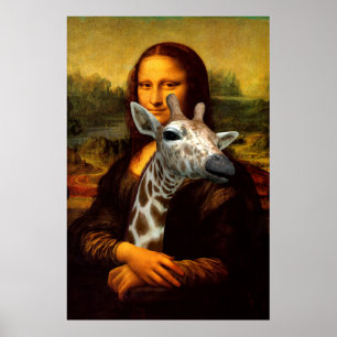 Lovely Mona Lisa Hugs A Giraffe Poster