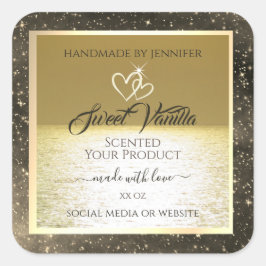 Lovely Ocean Gold and Beige Colored Product Labels Quadratischer Aufkleber