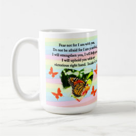 LOVELY ORANGE BUTTERFLY ISAIAH 41:10 DESIGN KAFFEETASSE