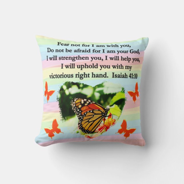 LOVELY ORANGE BUTTERFLY ISAIAH 41:10 DESIGN KISSEN (Vorderseite)