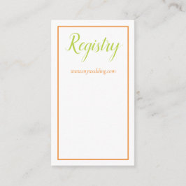 Lovely Orange Green and White Wedding Registry Begleitkarte
