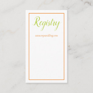 Lovely Orange Green and White Wedding Registry Begleitkarte