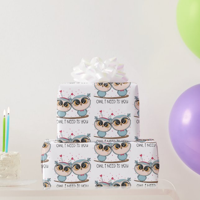 Lovely Owls in Liebe Geschenkpapier (Partygeschenke)