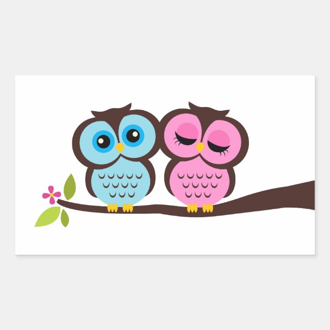 Lovely Owls Rechteckiger Aufkleber (Vorderseite)