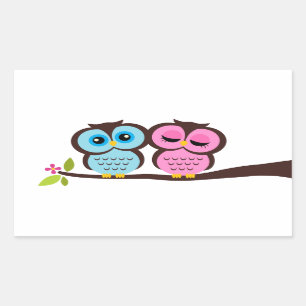 Lovely Owls Rechteckiger Aufkleber