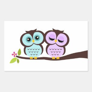 Lovely Owls Rechteckiger Aufkleber