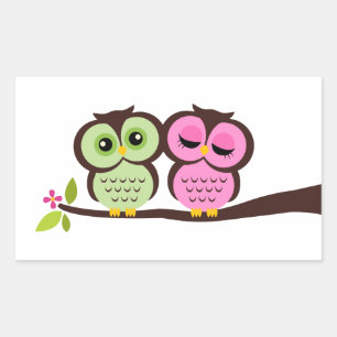 Lovely Owls Rechteckiger Aufkleber
