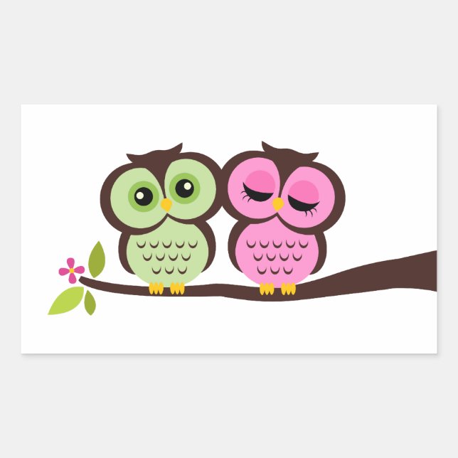 Lovely Owls Rechteckiger Aufkleber (Vorderseite)
