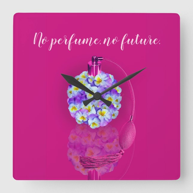 Lovely Pansy Atomizer Quadratische Wanduhr (Vorderseite)