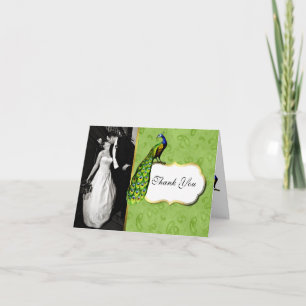 Lovely Peacock Wedding Foto von Thank You Card Dankeskarte