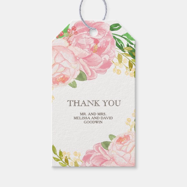 Lovely Peonies Gastgeschenk Hochzeit Gift Hang Tag Geschenkanhänger (Vorderseite)
