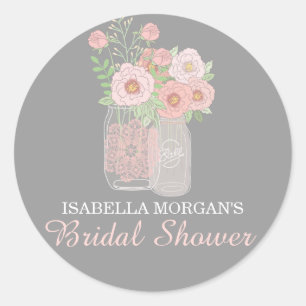 Lovely Peonies Mason Jar Brautparty Sticker