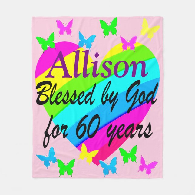 LOVELY PERSONALISIERTE 60. GEBURTSTAG HERZBLANK FLEECEDECKE (Vorderseite)