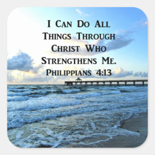 LOVELY PHILIPPIANS 4:13 BIBLE VERSE QUADRATISCHER AUFKLEBER