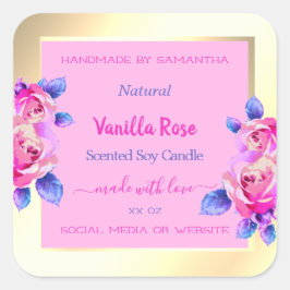 Lovely Pink and Gold Product Packaging Labels Nied Quadratischer Aufkleber