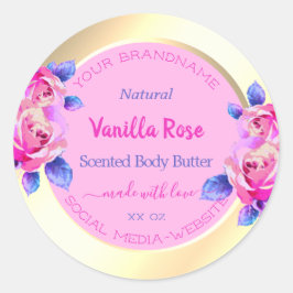 Lovely Pink and Gold Product Packaging Labels Nied Runder Aufkleber