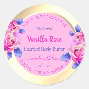 Lovely Pink and Gold Product Packaging Labels Nied Runder Aufkleber