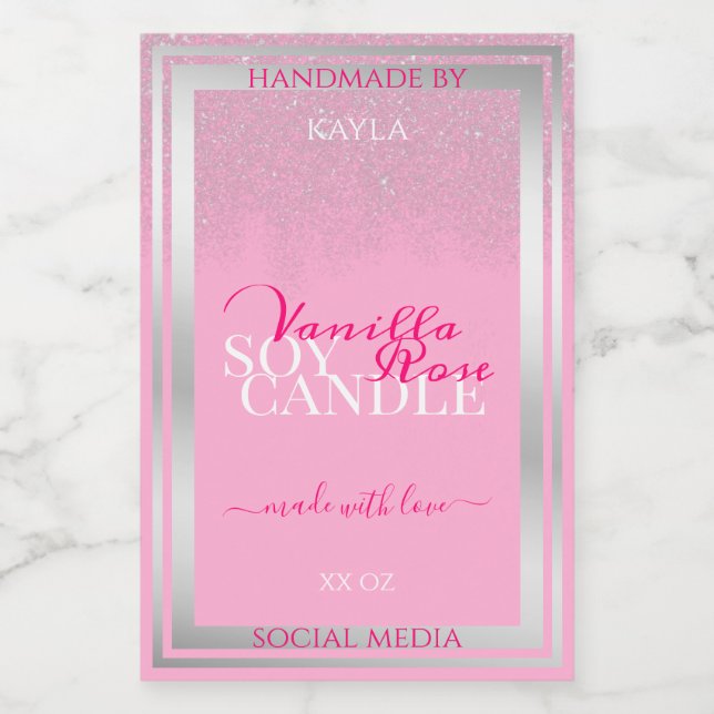 Lovely Pink and Silver Product Packaging Labels Lebensmitteletikett (Einzelnes Label)