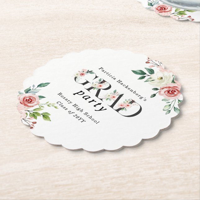Lovely Pink Floral GRAD Custom Party  Untersetzer (angewinkelt)