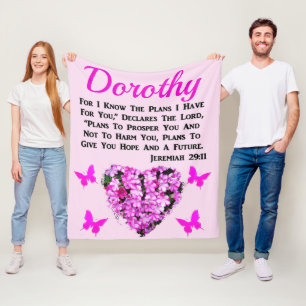 LOVELY PINK FLORAL JEREMIAH 29:11 PERSONALISIERT FLEECEDECKE