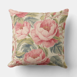 Lovely Pink Peoni Flowers Pattern, Elegant Kissen