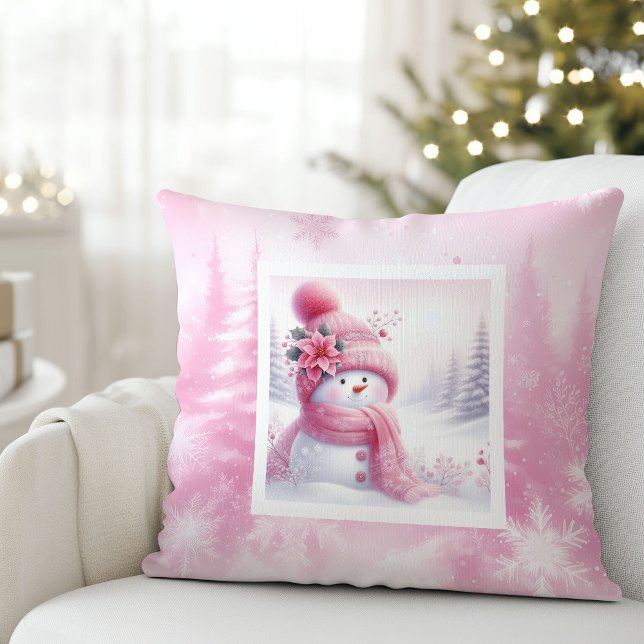 Lovely Pink Snowman Christmas Pillow Kids Gift Kissen (Lovely Pink Snowman Christmas Pillow Kids Gift)