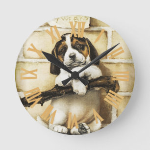 Lovely Puppy Runde Wanduhr