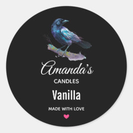 Lovely Raven on the Treff Branch Candle Business Runder Aufkleber