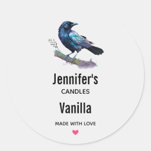 Lovely Raven on the Treff Branch Candle Business Runder Aufkleber