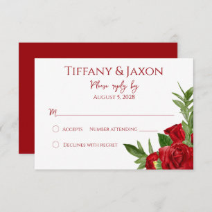 Lovely Red Floral RSVP Karte