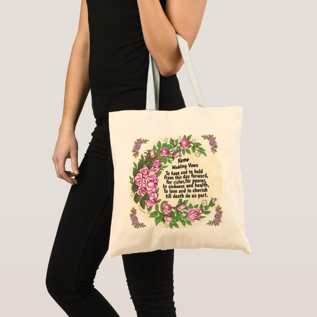 Lovely Roses Wedding Vows custom name tote bag Tragetasche (Vorderseite (Produkt))